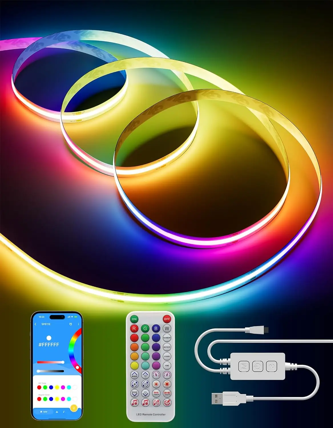 RGBIC COB LED Strip Light WS2811 WS2812 DC 5V Pixel Addressable 160LEDs/m Full Dream Color 5mm 10mm Rainbow Light Tape
RGBIC COB LED Strip Light WS2811 WS2812 DC 5V Pixel Addressable 160LEDs/m Full Dream Color 5mm 10mm Rainbow Light Tape