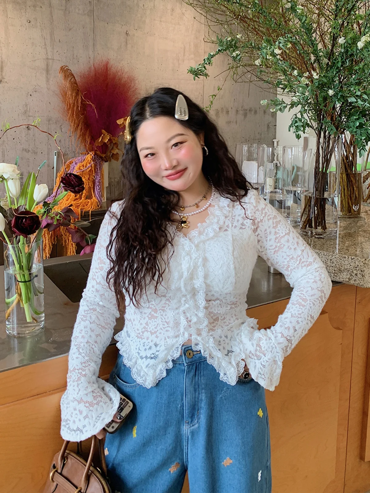 Slim Fit V-Ne Lace Base irt Women's Inner Wear Top Long Sve Commute Sle Regular Length Pure Color Big Size
Slim Fit V-Ne Lace Base irt Women's Inner Wear Top Long Sve Commute Sle Regular Length Pure Color Big Size