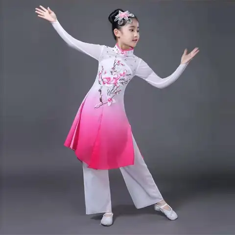 Girls Traditional Hanfu Dragon Dress Kids Ancient Chinese Folk Dance New Year Carnival Costume Skirt for Stage Performance