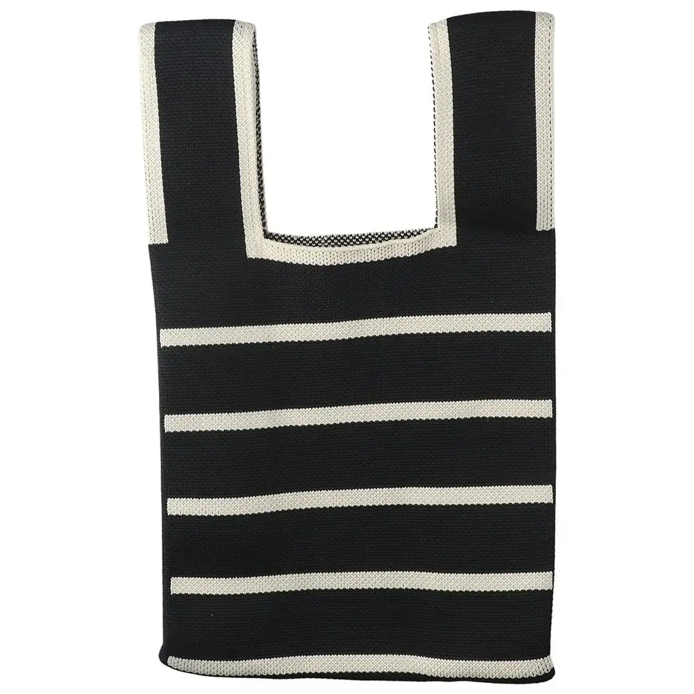 Women Handmade Wide Stripe Shopping Bags Knot Wrist Bag Knit Handbag Plaid Tote Bag
Women Handmade Wide Stripe Shopping Bags Knot Wrist Bag Knit Handbag Plaid Tote Bag