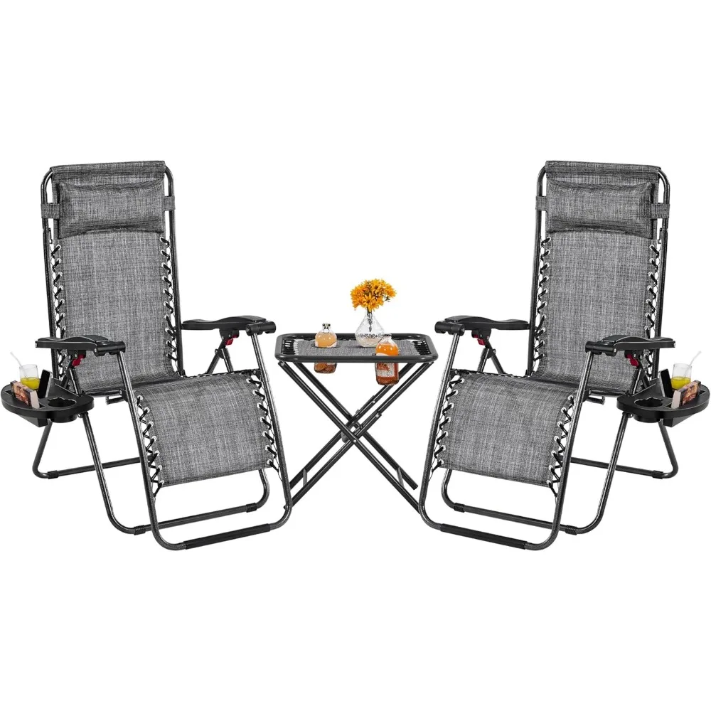 3PCS Zero Gravity Recliner Portable Outdoor Reclining Chair Set w/Side Table Folding Chaise Lounge Chairs for Patio
3PCS Zero Gravity Recliner Portable Outdoor Reclining Chair Set w/Side Table Folding Chaise Lounge Chairs for Patio