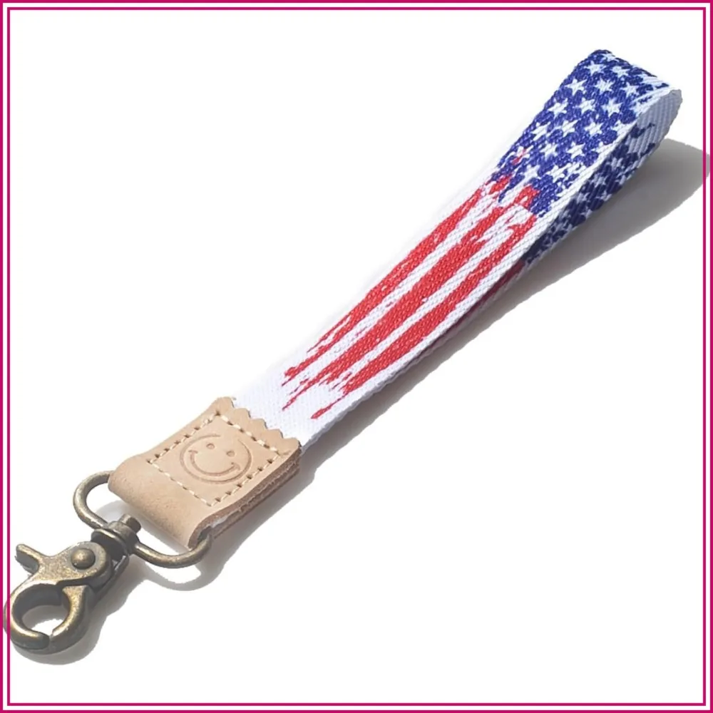 American Flag Keychain Wristlet for Keys, Patriotic USA Design Lanyard
American Flag Keychain Wristlet for Keys, Patriotic USA Design Lanyard