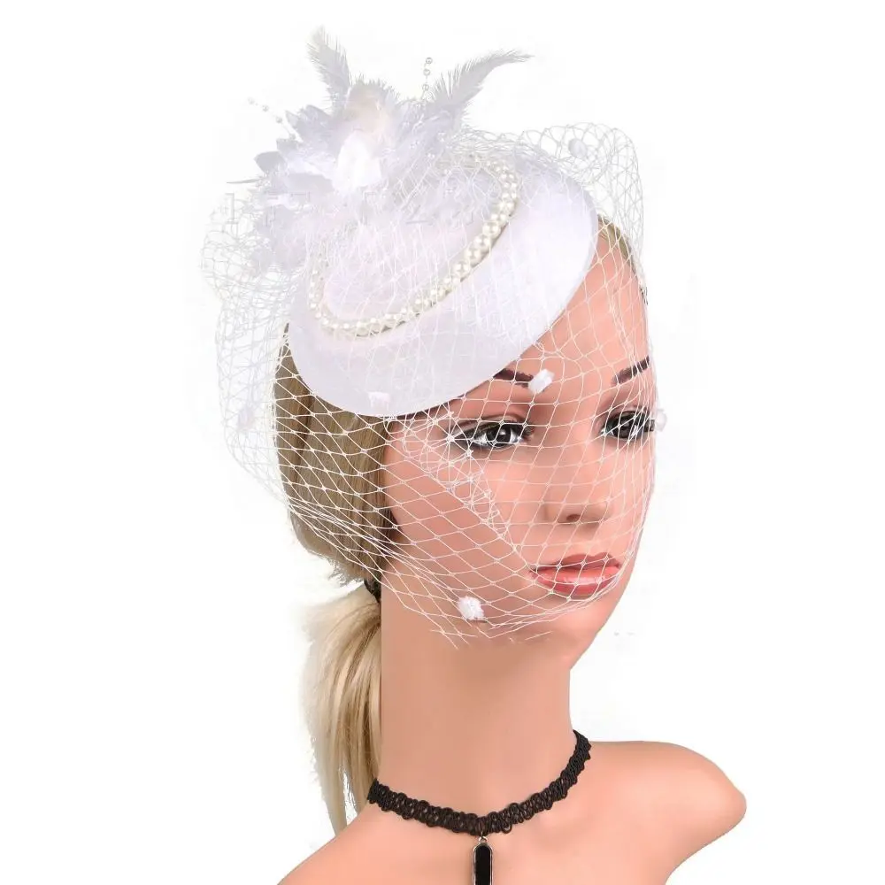 Fashion Exquisite Mesh Feather Headband Elegant Pearl Vintage Fascinator Hat Headpiece Hair Hoop Bride Headdress Dance Show
Fashion Exquisite Mesh Feather Headband Elegant Pearl Vintage Fascinator Hat Headpiece Hair Hoop Bride Headdress Dance Show