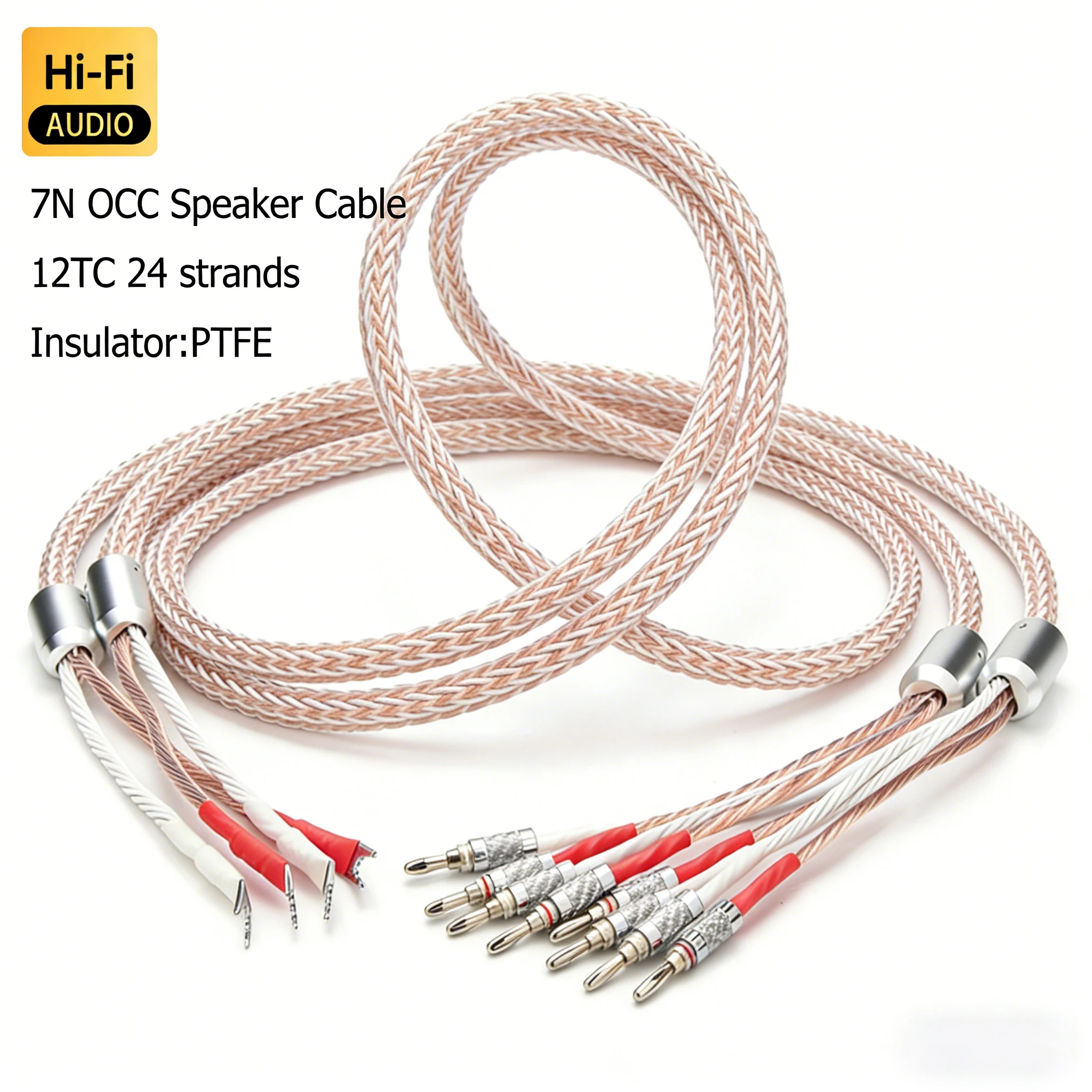 Hi-Fi аудиофильский кабель для акустических систем 12TC, 2-х на 4-х жильный, Bi-wire, OCC, из монокристаллической меди, с разъемами типа Banana и Y-образными штекерами для усилителя
Hi-Fi аудиофильский кабель для акустических систем 12TC, 2-х на 4-х жильный, Bi-wire, OCC, из монокристаллической меди, с разъемами типа Banana и Y-образными штекерами для усилителя