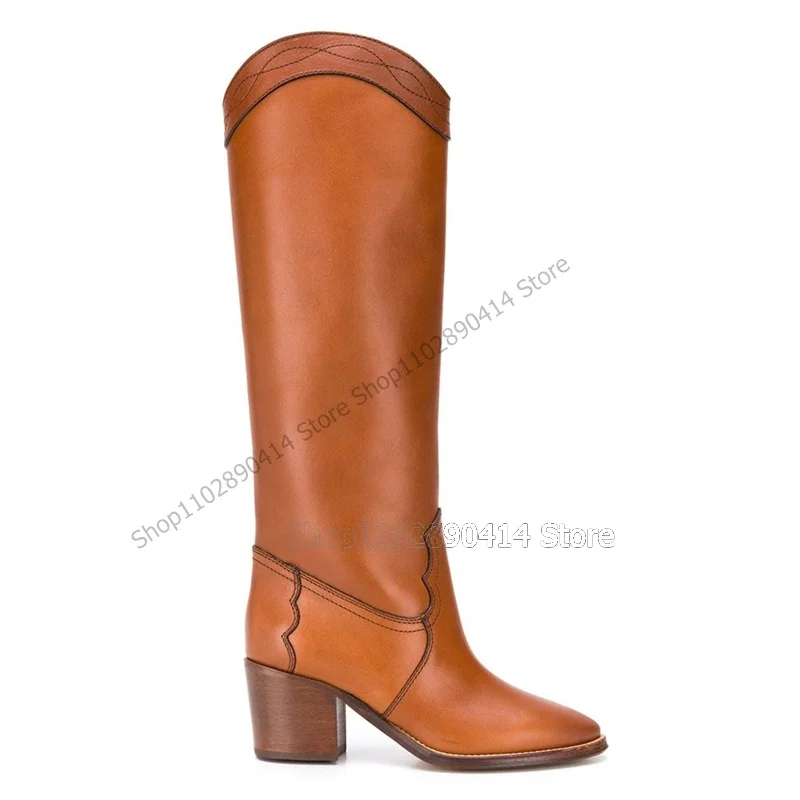 Brown Black Sewing Design Pointed Toe Boots Knee High Slip On Women Shoes Chunky High Heels New Fashion 2023 Zapatos Para Mujere
Brown Black Sewing Design Pointed Toe Boots Knee High Slip On Women Shoes Chunky High Heels New Fashion 2023 Zapatos Para Mujere