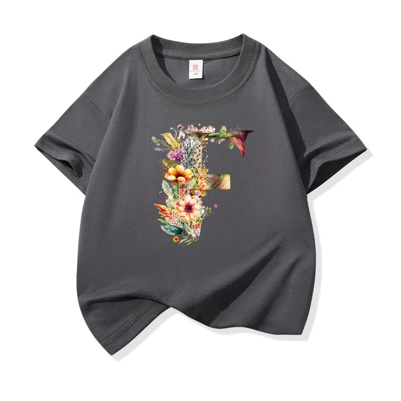 Kids Cotton T Shirt Floral Letter F Print Crew Neck Short Sleeve Tee Casual Boys Girls Summer Tops
Kids Cotton T Shirt Floral Letter F Print Crew Neck Short Sleeve Tee Casual Boys Girls Summer Tops