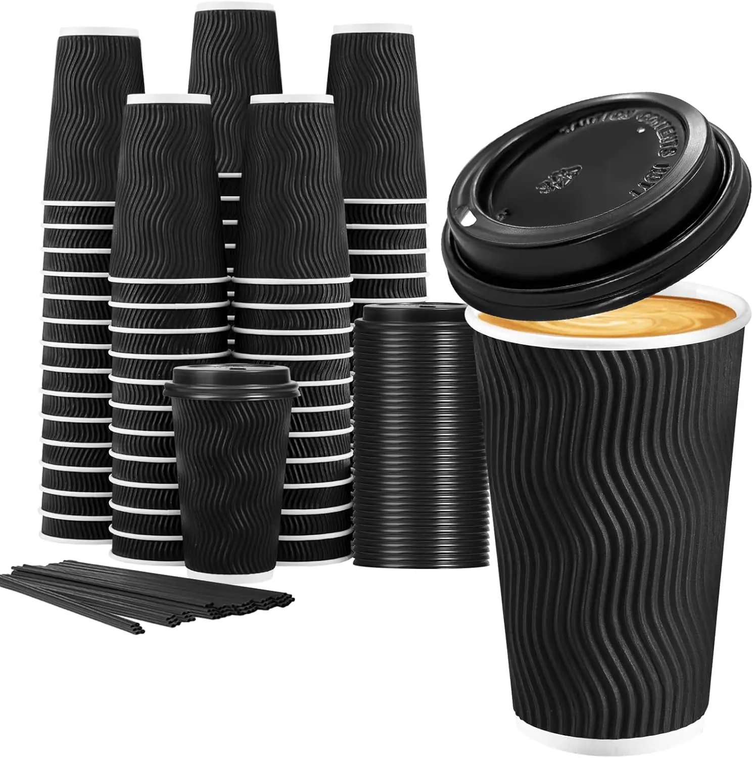 16 oz Disposable Coffee Cups with Lids, 50 Pack Insulated Hot Cups To Go Paper Coffee Cups with Lids and Straws, Corruga
16 oz Disposable Coffee Cups with Lids, 50 Pack Insulated Hot Cups To Go Paper Coffee Cups with Lids and Straws, Corruga