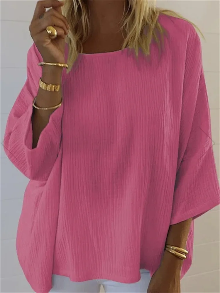 Summer Casual O-Neck Three Quarter Sleeve Pullover Shirts Women Sweatshirts Loose Solid Streetwear Simple Ladies Blouse Blusas
Summer Casual O-Neck Three Quarter Sleeve Pullover Shirts Women Sweatshirts Loose Solid Streetwear Simple Ladies Blouse Blusas