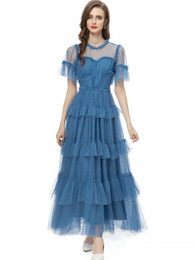 Designer Summer New Women's Elegant Party Dress High Quality Mesh Evening Long Dress Formal Occasion Fashion French Vintage
Designer Summer New Women's Elegant Party Dress High Quality Mesh Evening Long Dress Formal Occasion Fashion French Vintage