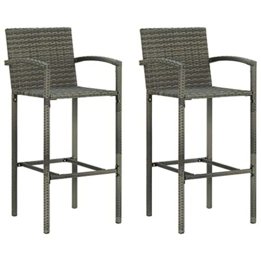 Bar Stool Set of 2 Grey PE Rattan, Powder-Coated Steel, Modern Bar Stool Set with BuiltIn Footrest Durable and WeatherResistant
Bar Stool Set of 2 Grey PE Rattan, Powder-Coated Steel, Modern Bar Stool Set with BuiltIn Footrest Durable and WeatherResistant