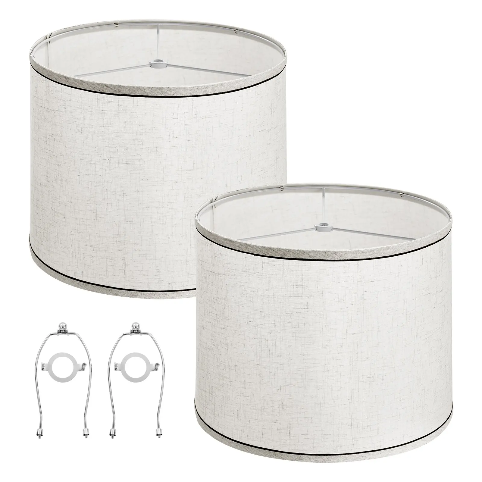 Lamp Shade 2 Set, 11 In Top X 13 In Bottom X 10 In High (Spider Fitter), Medium Lampshade With Harp, Replacement Lamp Shade For Table & Floor Lamps Pendant Lights, Light Linen With Black Edge
Lamp Shade 2 Set, 11 In Top X 13 In Bottom X 10 In High (Spider Fitter), Medium Lampshade With Harp, Replacement Lamp Shade For Table & Floor Lamps Pendant Lights, Light Linen With Black Edge