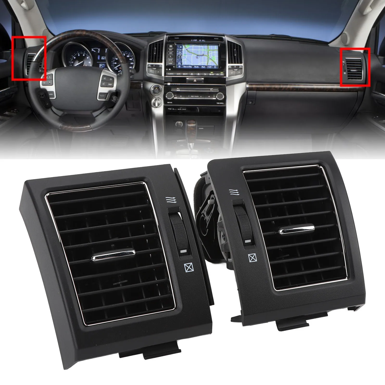 1 Pair Car Front Dashboard Air Conditioner AC Vent Outlet Grille For Land Cruiser LC200 2007-2021 55650-60141 55660-60261
1 Pair Car Front Dashboard Air Conditioner AC Vent Outlet Grille For Land Cruiser LC200 2007-2021 55650-60141 55660-60261