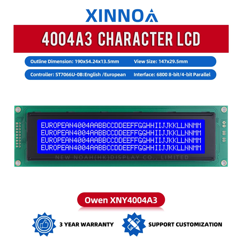 European Blue Film White Letters 4004A3 Character LCD Module 4*40 4004 18PIN Interface Module Controller ST7066U LED Backlight
European Blue Film White Letters 4004A3 Character LCD Module 4*40 4004 18PIN Interface Module Controller ST7066U LED Backlight