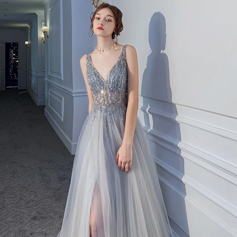 Sexy Deep V-Neck Long Prom Dresses 2023 Beaded Beading Crystal High Splits Backless Evening Dress Sequin A-Line Formal Gown
Sexy Deep V-Neck Long Prom Dresses 2023 Beaded Beading Crystal High Splits Backless Evening Dress Sequin A-Line Formal Gown