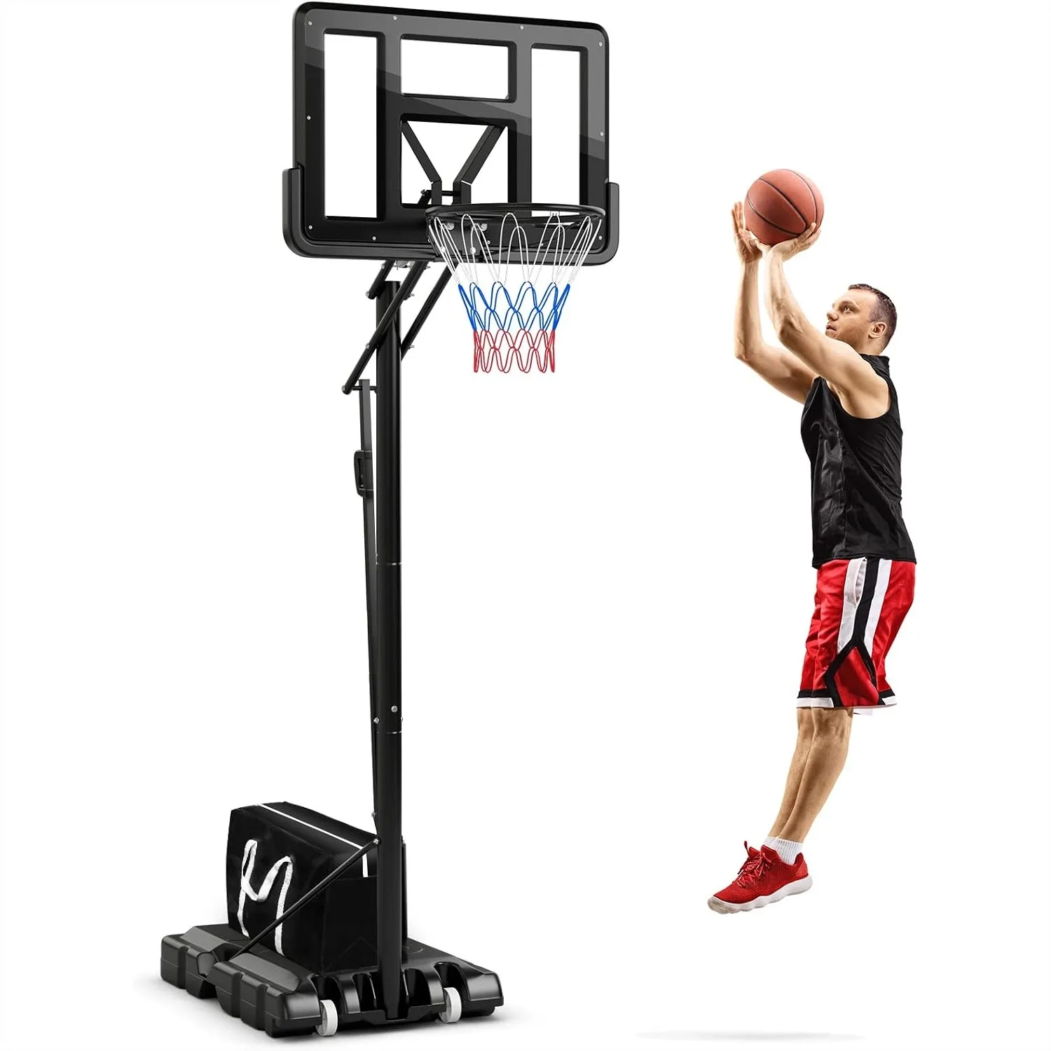 GYMAX Basketball Hoop, Grip-and-Pull 4.6-10 Ft Height Adjustable Basketball Goal with 44" Shatterproof Backboard, 18" Metal Rim
GYMAX Basketball Hoop, Grip-and-Pull 4.6-10 Ft Height Adjustable Basketball Goal with 44" Shatterproof Backboard, 18" Metal Rim