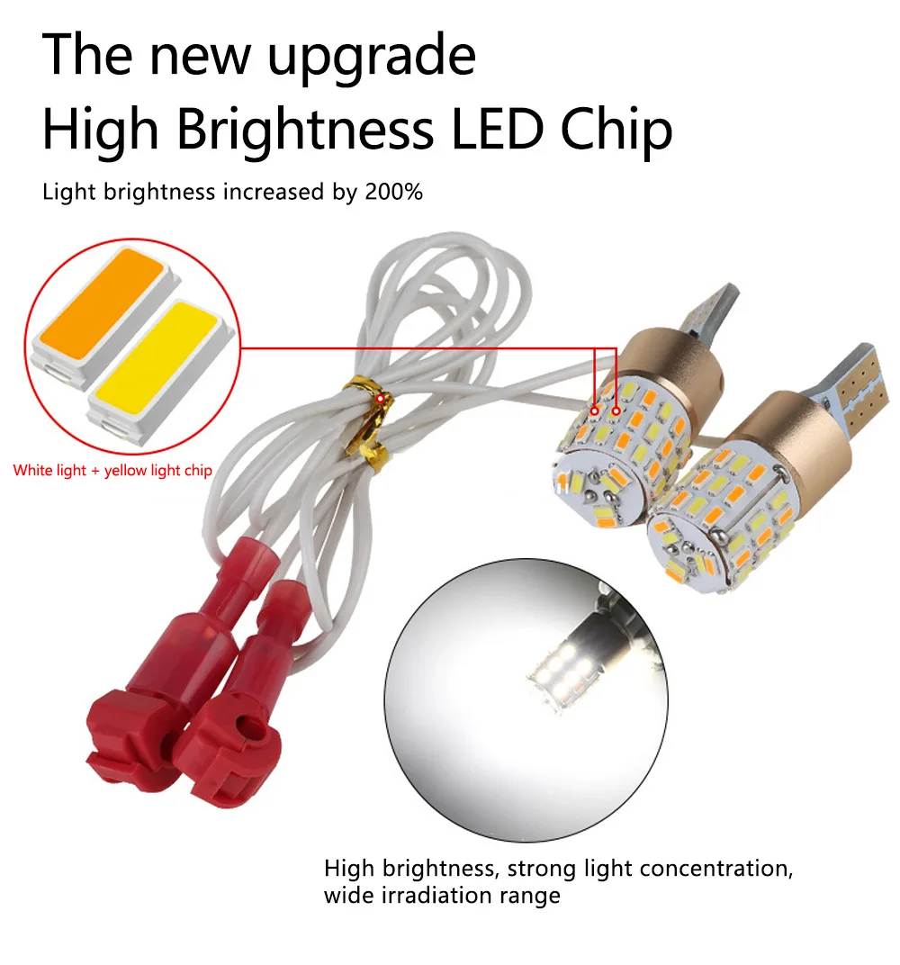 2pcs T15 Led W16W Motorcycle Turn Signal 3014 54smd Two-Color Tail Daytime Running Light Motorcycle Car Accessories Universal
2pcs T15 Led W16W Motorcycle Turn Signal 3014 54smd Two-Color Tail Daytime Running Light Motorcycle Car Accessories Universal