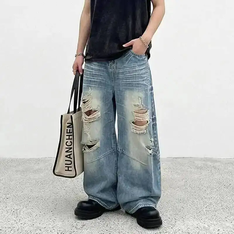 Edgy Men's Ripped Distressed Jeans Washed Blue Wide Leg Baggy Fit Streetwear Casual Premium Denim Pants 9XZH3E
Edgy Men's Ripped Distressed Jeans Washed Blue Wide Leg Baggy Fit Streetwear Casual Premium Denim Pants 9XZH3E