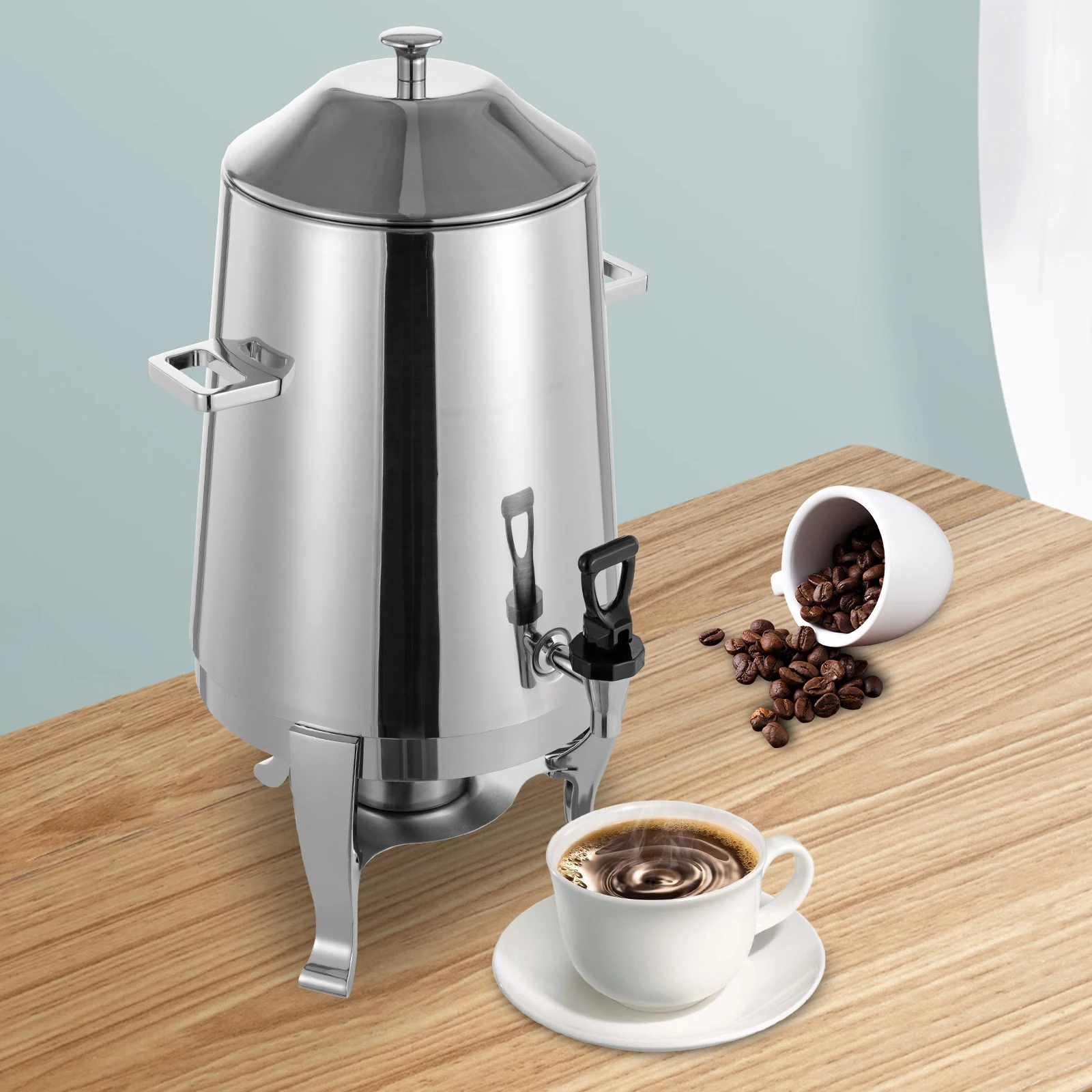 Silver Free Standing Hot Beverage Dispenser, Hot Drinks Dispenser, Coffee Chafer
Silver Free Standing Hot Beverage Dispenser, Hot Drinks Dispenser, Coffee Chafer