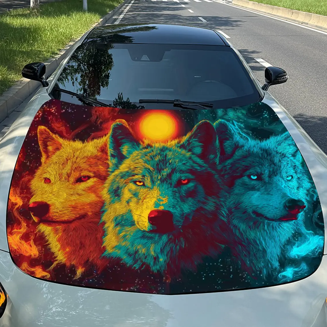 Neon Wolf Tribe Car Vinyl Wrap, PVC Material Waterproof Car Hood Sticker, Self-Adhesive Scratch-Resistant Stickers for Engine Co
Neon Wolf Tribe Car Vinyl Wrap, PVC Material Waterproof Car Hood Sticker, Self-Adhesive Scratch-Resistant Stickers for Engine Co
