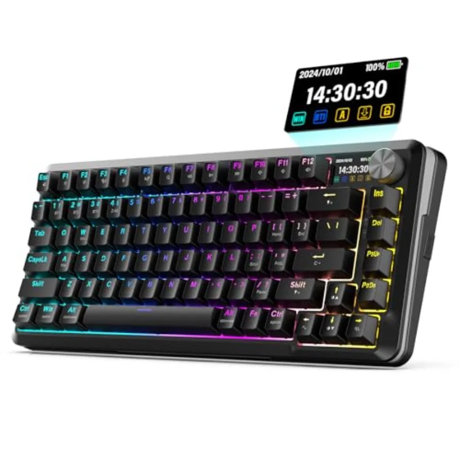 Игровая клавиатура для ПК и Mac с трехрежимным подключением, PBT-клавишами с RGB-подсветкой, предварительно смазанными механическими переключателями, креплением Gasket Mount.
Игровая клавиатура для ПК и Mac с трехрежимным подключением, PBT-клавишами с RGB-подсветкой, предварительно смазанными механическими переключателями, креплением Gasket Mount.
