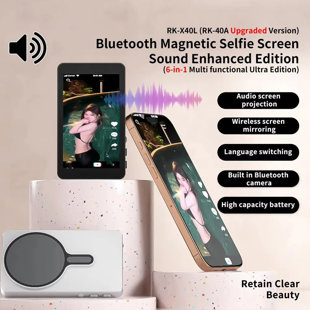 Upgraded Magnetic Selfie View Screen, Bluetooth Wireless Screen Mirroring Vlog Monitor with Built-in Camera & Speaker for Live B
Upgraded Magnetic Selfie View Screen, Bluetooth Wireless Screen Mirroring Vlog Monitor with Built-in Camera & Speaker for Live B