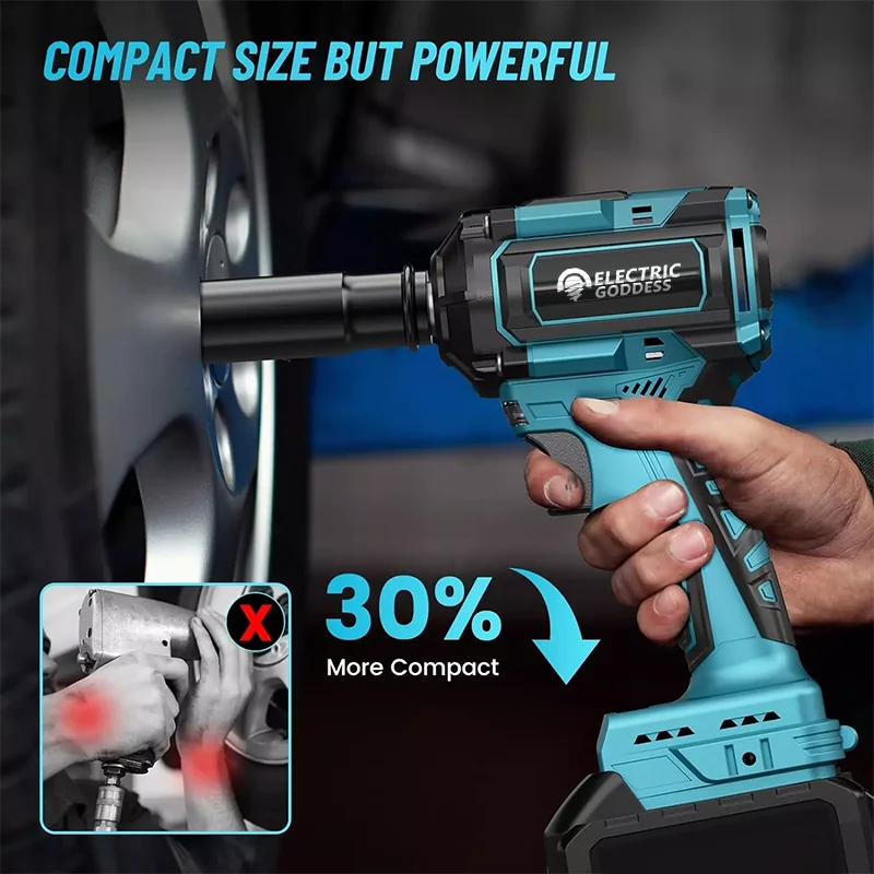 Electric Goddess 650N. m Torque Brushless Electric Impact Wrench Cordless Multifunction Car Repair For 18V Makita Battery Pin
Electric Goddess 650N. m Torque Brushless Electric Impact Wrench Cordless Multifunction Car Repair For 18V Makita Battery Pin