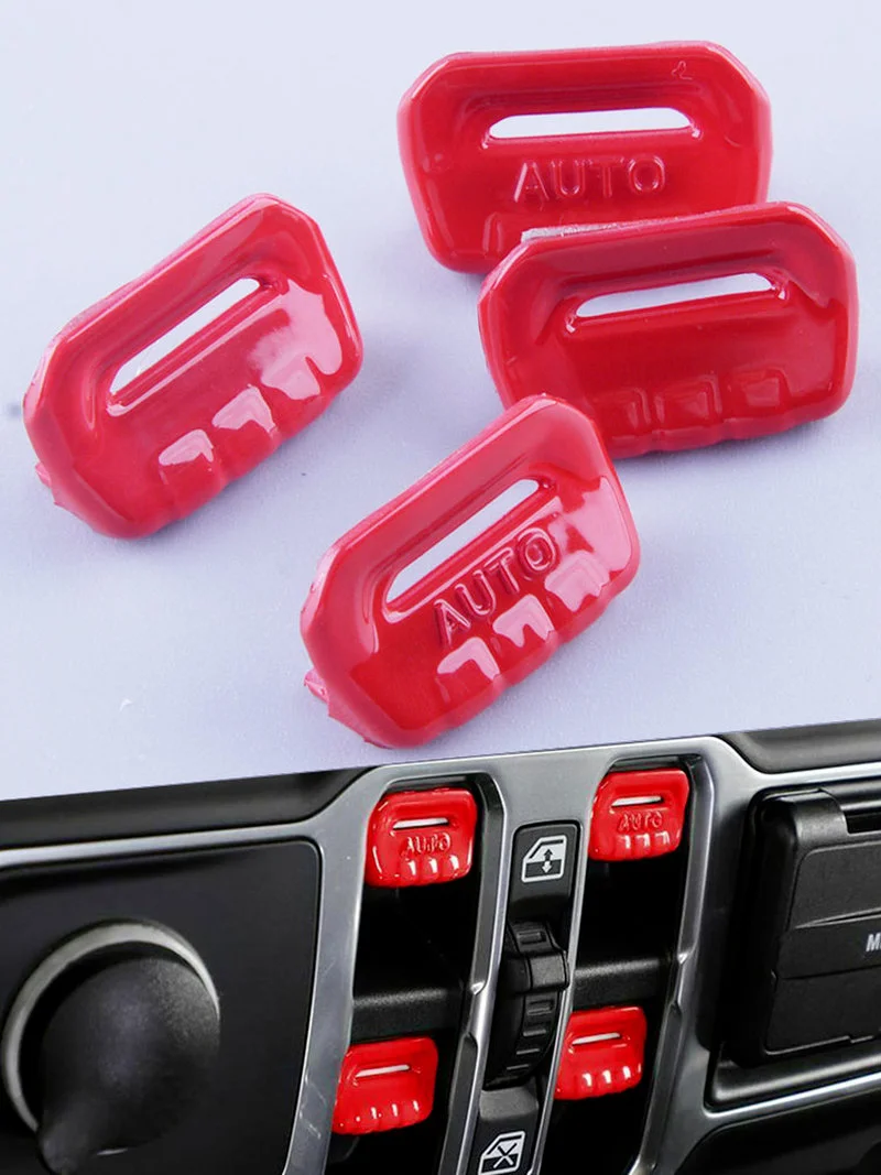 4pcs Window Lift Switch Button Cover Trims Car Interior Window Control Switch Button Red Decor Cap for Jeep Wrangler JL JT 2018+
4pcs Window Lift Switch Button Cover Trims Car Interior Window Control Switch Button Red Decor Cap for Jeep Wrangler JL JT 2018+