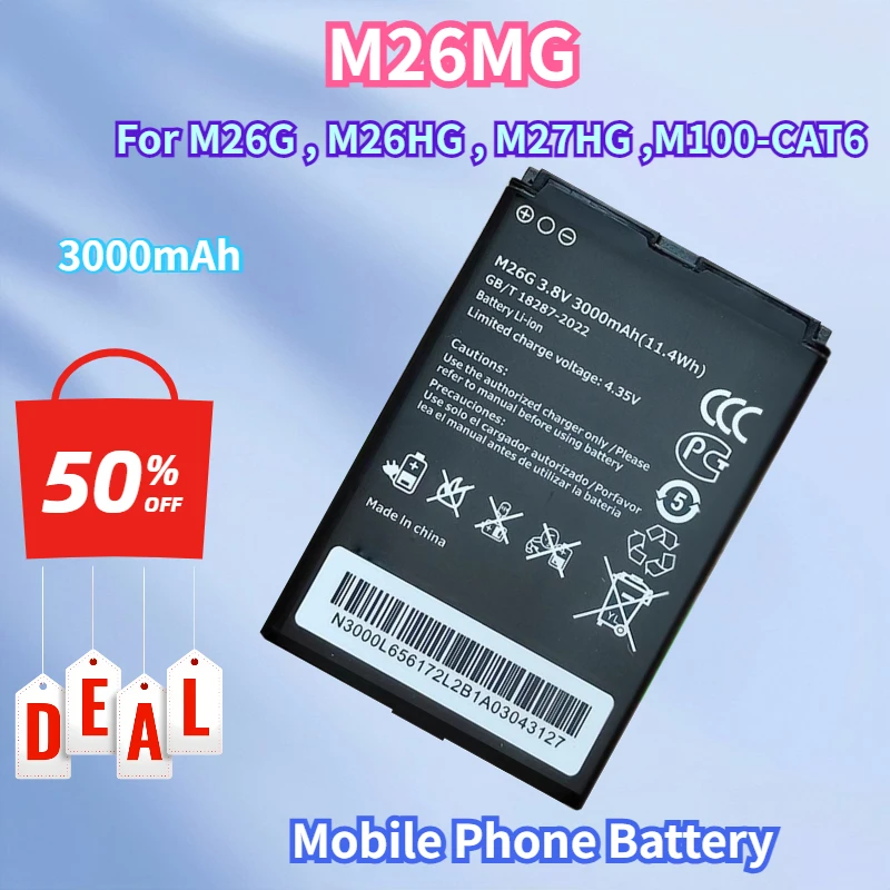 Новейшая сменная батарея 3,8 В 3000 мАч M26MG Mobile WiFi W01 для M26G M26HG M27HG M100 M26HG M2 4G LTE WIFI маршрутизатор Batterier
Новейшая сменная батарея 3,8 В 3000 мАч M26MG Mobile WiFi W01 для M26G M26HG M27HG M100 M26HG M2 4G LTE WIFI маршрутизатор Batterier