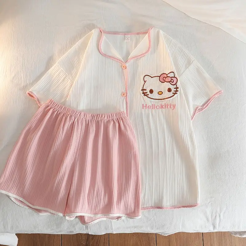 Sanrio Hello Kitty Funny Pajamas Shorts Short Sleeve Sleepwear Summer Pijama Kawaii Cartoon Negligee Cute Nightie Home Clothing
Sanrio Hello Kitty Funny Pajamas Shorts Short Sleeve Sleepwear Summer Pijama Kawaii Cartoon Negligee Cute Nightie Home Clothing