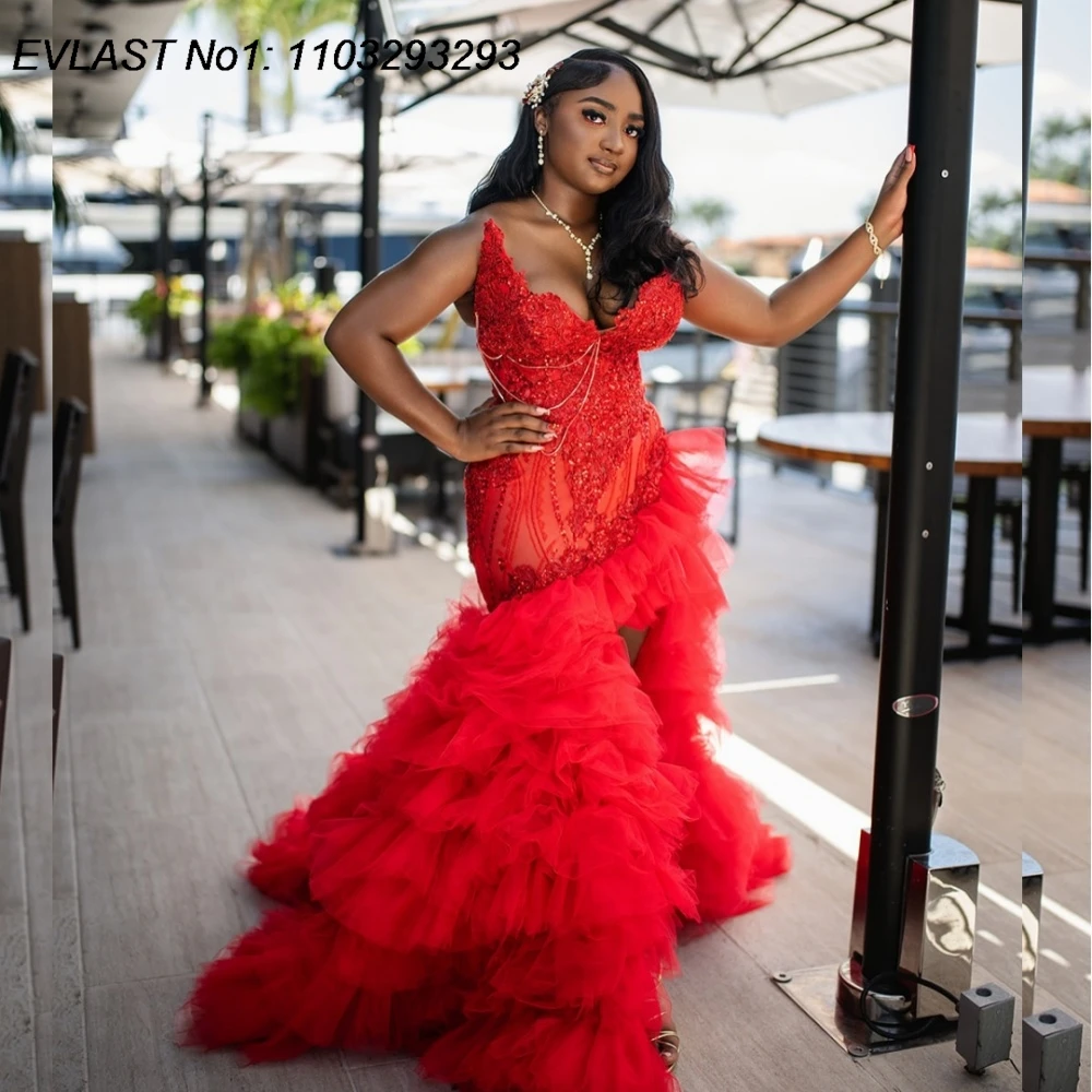 EVLAST Customized Sexy Red Mermaid Prom Dress High Slit Black Girls Crystal Diamond Beaded Evening Gown Vestidos De Gala FP104
EVLAST Customized Sexy Red Mermaid Prom Dress High Slit Black Girls Crystal Diamond Beaded Evening Gown Vestidos De Gala FP104