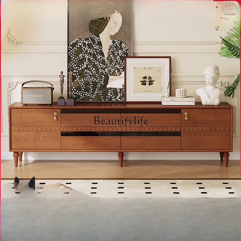 Medieval solid wood TV cabinet, living room home French retro floor storage locker
Medieval solid wood TV cabinet, living room home French retro floor storage locker