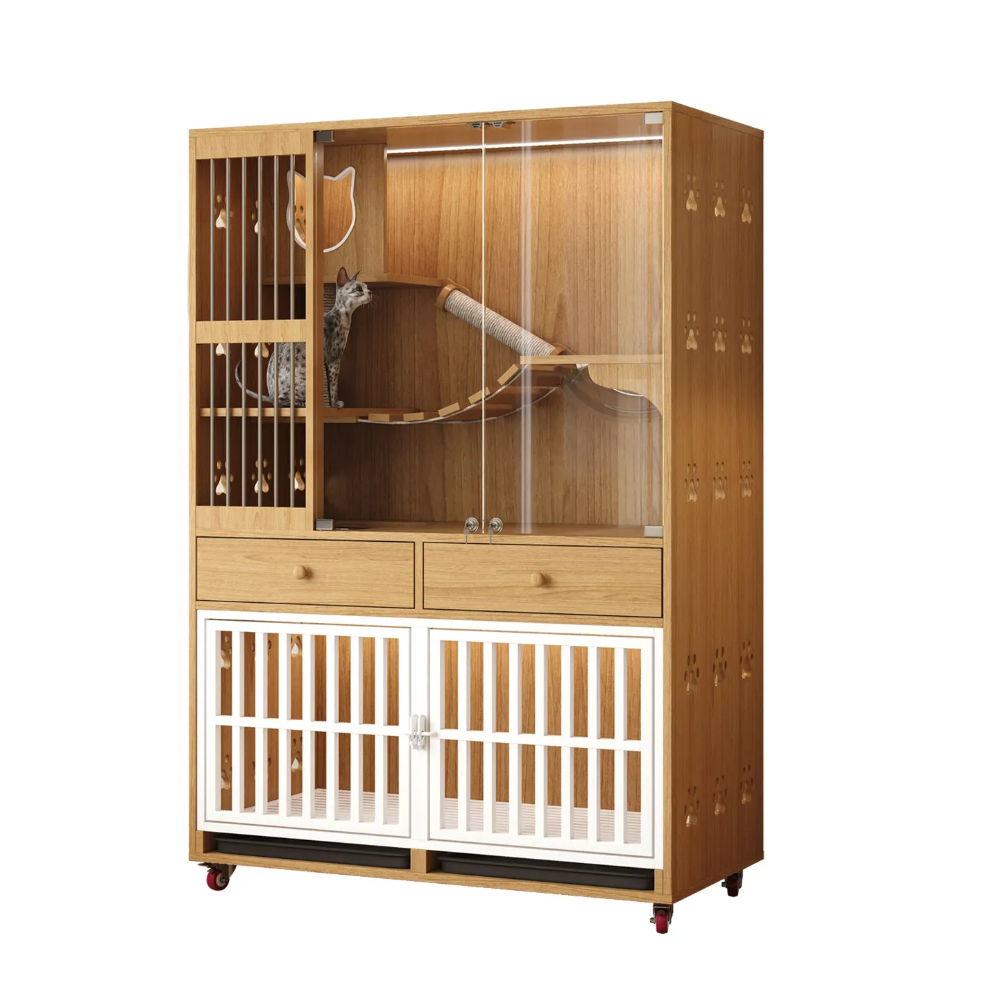 Cat Combined Cabinet With Two Layers Of Solid Wood Large Space Stainless Steel Cat Litter Box For Living Room All-Season Use
Cat Combined Cabinet With Two Layers Of Solid Wood Large Space Stainless Steel Cat Litter Box For Living Room All-Season Use