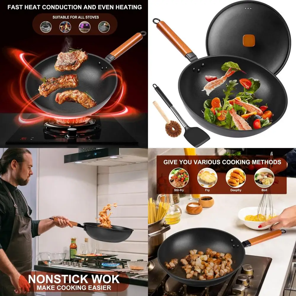 13 Nonstick Carbon Steel Wok Pan with Spalat Bottom, Suitable for All Stove Types
13 Nonstick Carbon Steel Wok Pan with Spalat Bottom, Suitable for All Stove Types