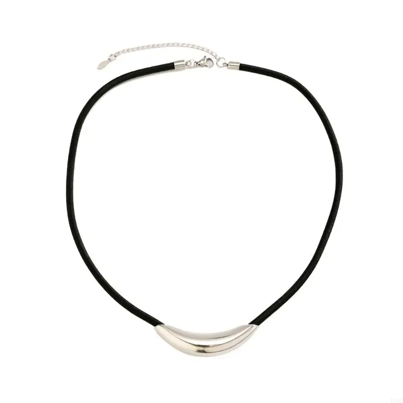 L5YC Elegant Black Elastic String Choker Necklace Curved Tube Pendant Neckchains
L5YC Elegant Black Elastic String Choker Necklace Curved Tube Pendant Neckchains