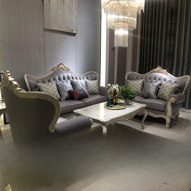 European leather art sofa 123 combination, living room neoclassical small apartment solid wood leather art sofa
European leather art sofa 123 combination, living room neoclassical small apartment solid wood leather art sofa