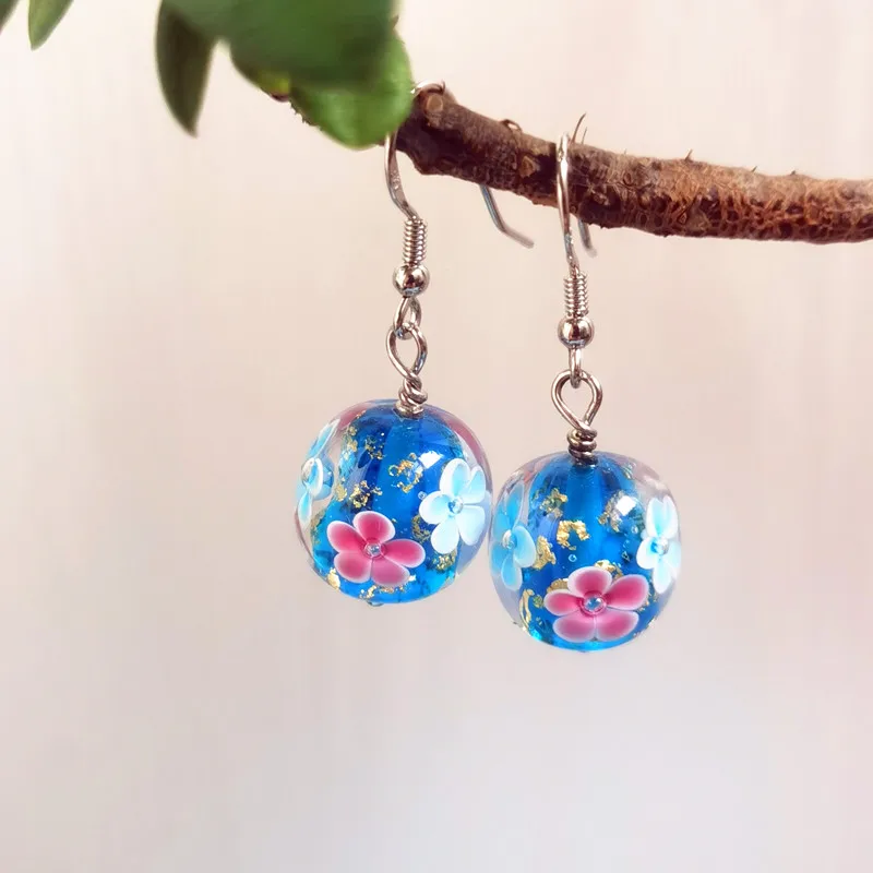 High Quality Handmade Murano Glass Beads 925 Sterling Silver Women Hoop Earrings
High Quality Handmade Murano Glass Beads 925 Sterling Silver Women Hoop Earrings