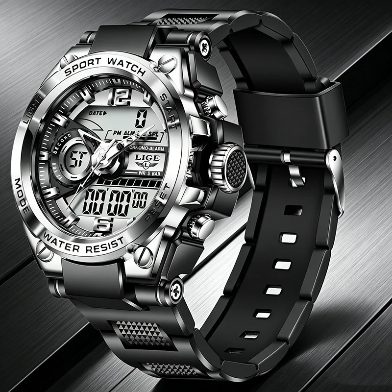 LIGE Men Military Watch 50m Waterproof LED Quartz Digital Wristwatch Clock Sport Luminous Big Watches Men Relogios Masculino+BOX
LIGE Men Military Watch 50m Waterproof LED Quartz Digital Wristwatch Clock Sport Luminous Big Watches Men Relogios Masculino+BOX