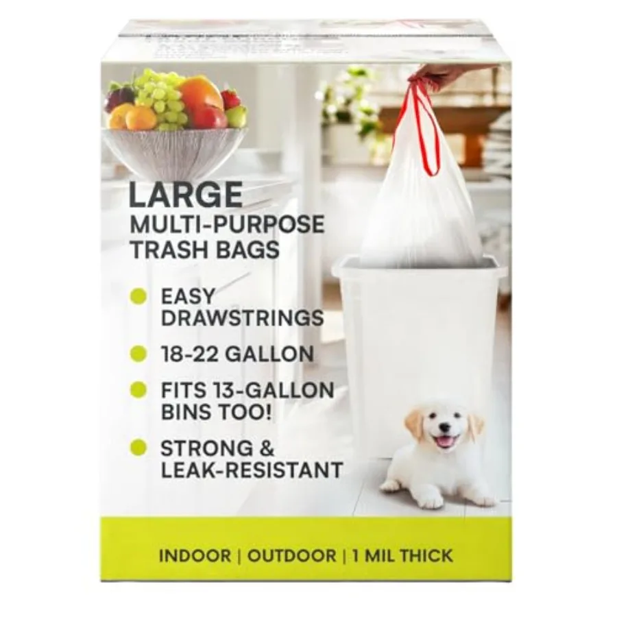 Large Trash Bags Multipurpose Garbage Bags 18 to 22 Gallon 31" x 29" 1Mil White Drawstring 360 Count
Large Trash Bags Multipurpose Garbage Bags 18 to 22 Gallon 31" x 29" 1Mil White Drawstring 360 Count