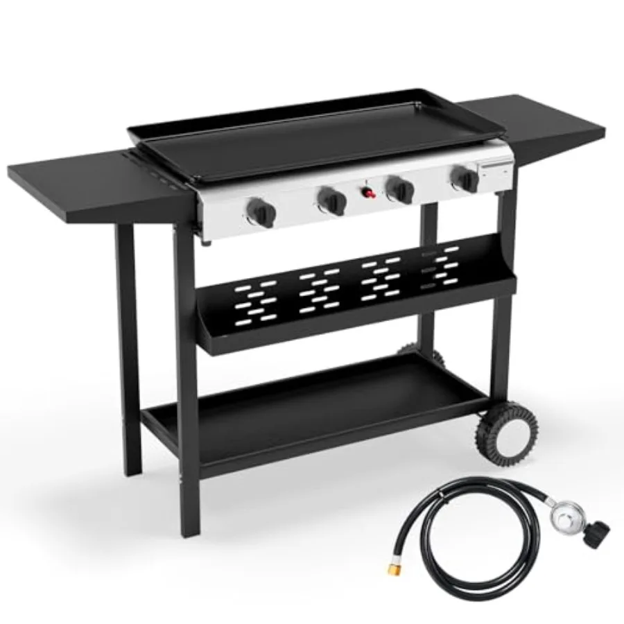 4 Burner Portable Propane Griddle 40 000BTU Gas Grill with Enameled Tray Rolling Flat Top Grill with Electronic Ignition Side S
4 Burner Portable Propane Griddle 40 000BTU Gas Grill with Enameled Tray Rolling Flat Top Grill with Electronic Ignition Side S