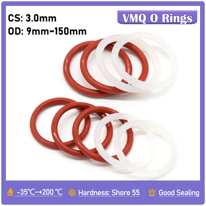 10Pcs Red / White Food Grade VMQ O Ring CS 3mm OD 9mm ~ 150mm Waterproof Washer Round O Shape Silicone Rubber Seal Ring
10Pcs Red / White Food Grade VMQ O Ring CS 3mm OD 9mm ~ 150mm Waterproof Washer Round O Shape Silicone Rubber Seal Ring