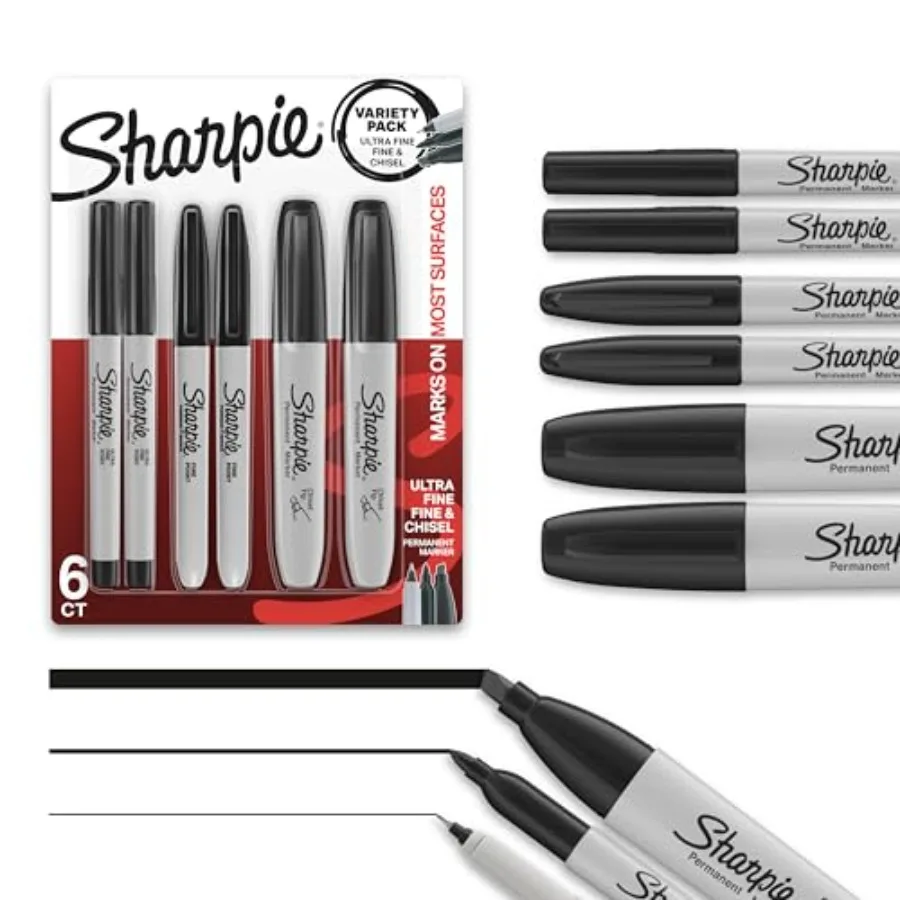 Permanent Markers Variety Pack, Includes Chisel, Fine, and Ultra-Fine Tips, Black, 6 Count - Poster, Office, School Supplies
Permanent Markers Variety Pack, Includes Chisel, Fine, and Ultra-Fine Tips, Black, 6 Count - Poster, Office, School Supplies