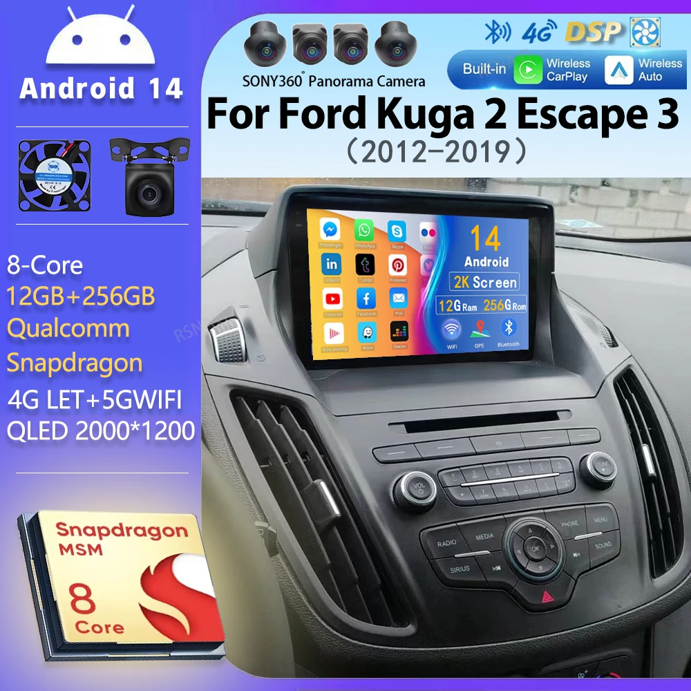 Android 14 Car Radio For Ford Kuga 2 Escape 3 2012 - 2019 Navigation DSP Multimedia Video Player Stereo Carplay+auto WiFi+4G GPS
Android 14 Car Radio For Ford Kuga 2 Escape 3 2012 - 2019 Navigation DSP Multimedia Video Player Stereo Carplay+auto WiFi+4G GPS