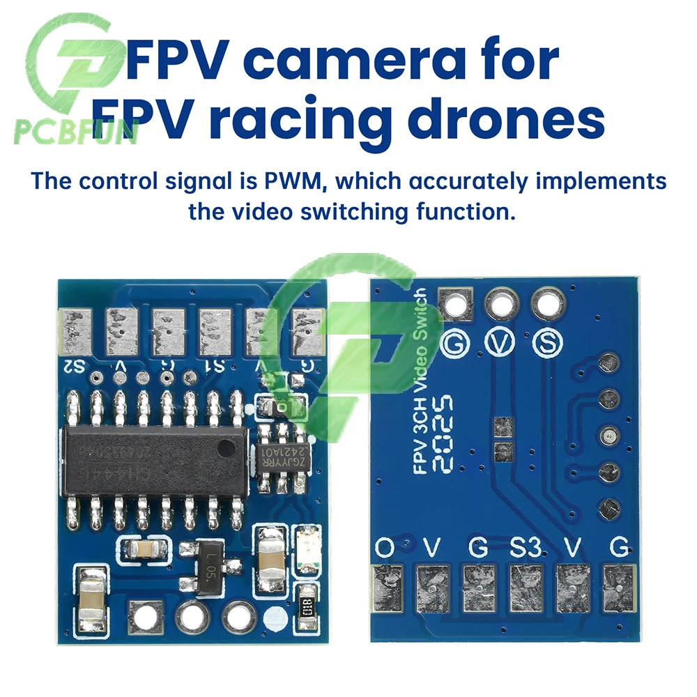 DC 5-12V 2/3 Channel PWM Video Switcher Video Switch Module for FPV Crossover Camera
DC 5-12V 2/3 Channel PWM Video Switcher Video Switch Module for FPV Crossover Camera