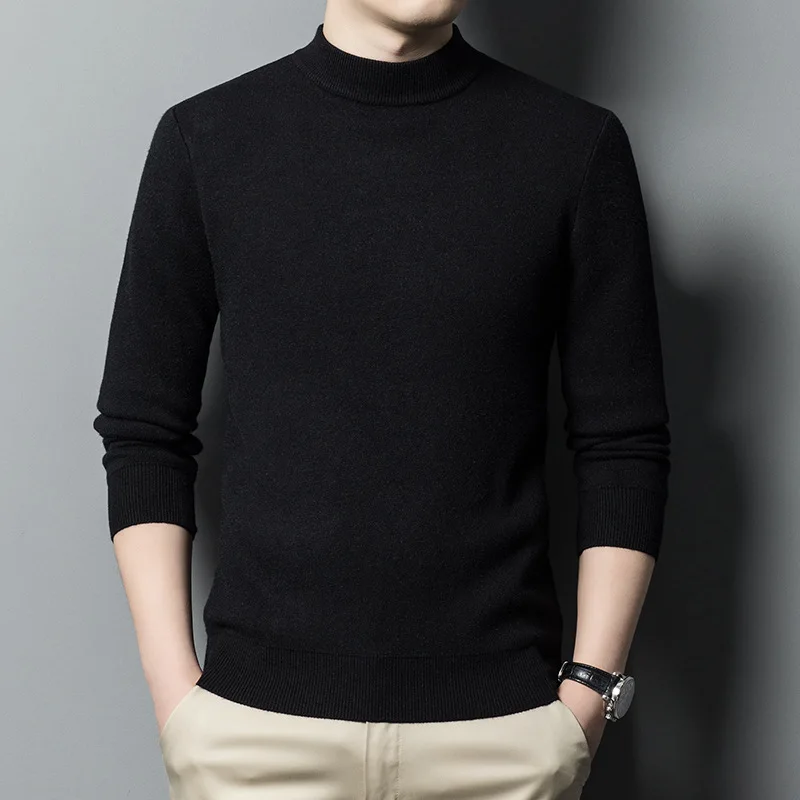 Autumn Winter New Men Mock Neck Pullover Sweater Fashion Solid Color Slim Fit Bottoming Knitted Pullover Male Brand Clothes 
Autumn Winter New Men Mock Neck Pullover Sweater Fashion Solid Color Slim Fit Bottoming Knitted Pullover Male Brand Clothes