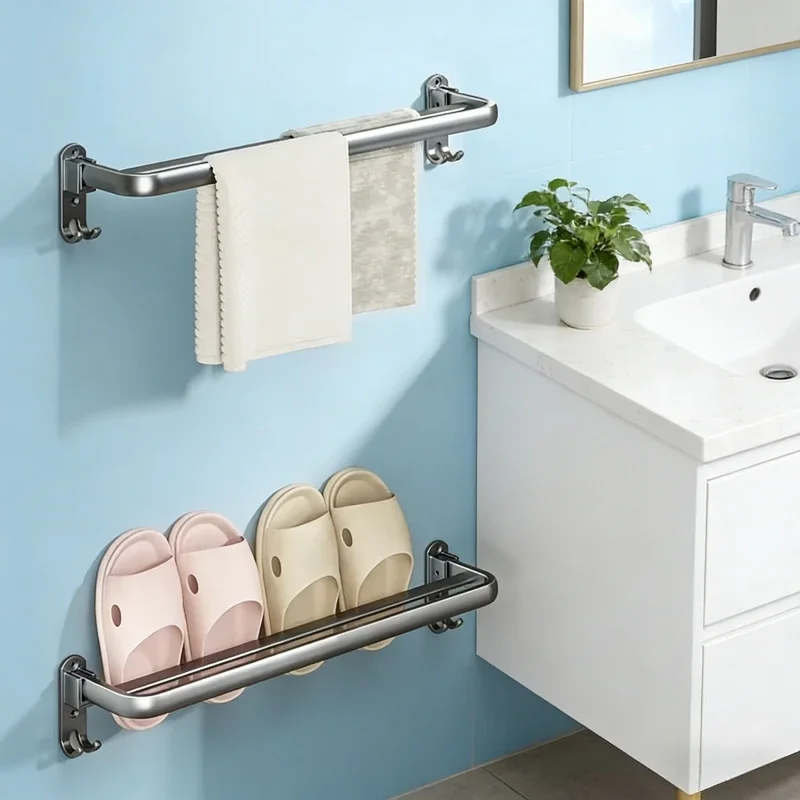 Складная двойная вешалка для полотенец из алюминия, настенная, без сверления, для ванной комнаты и туалета, экономия места, держатель для полотенец
Складная двойная вешалка для полотенец из алюминия, настенная, без сверления, для ванной комнаты и туалета, экономия места, держатель для полотенец