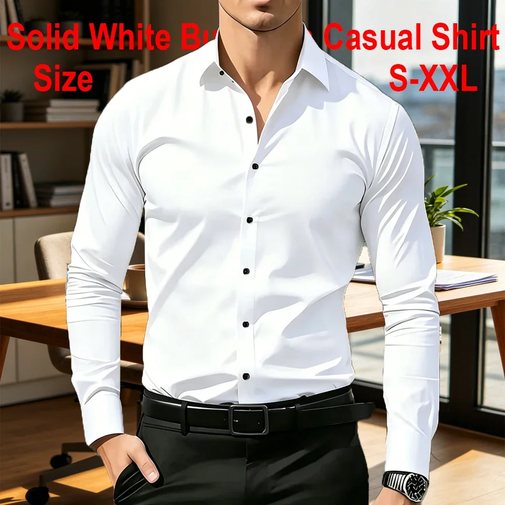 Men's Solid White Premium Business Casual Shirt, Slim Fit Long Sleeve Wrinkle Resistant Dress Shirt, 5 Colors Available, S-XXL
Men's Solid White Premium Business Casual Shirt, Slim Fit Long Sleeve Wrinkle Resistant Dress Shirt, 5 Colors Available, S-XXL