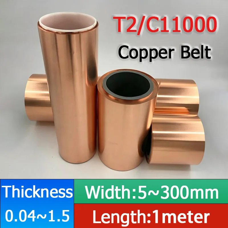 1Meter T2 Red Copper Strip 99.9% Copper Metal Sheet Foil Plate Thickness 0.05~1.5 mm Width 10-300mm
1Meter T2 Red Copper Strip 99.9% Copper Metal Sheet Foil Plate Thickness 0.05~1.5 mm Width 10-300mm
