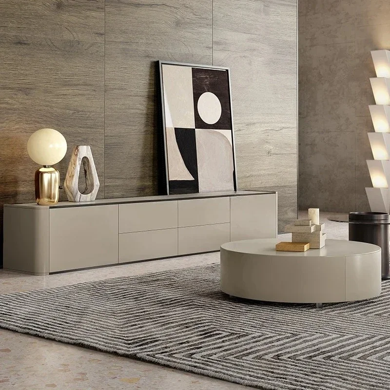 Round coffee table size TV cabinet combination modern living room home
Round coffee table size TV cabinet combination modern living room home