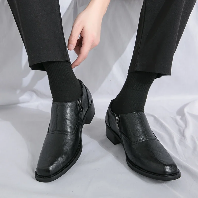 Men Platform Zip High Heel Leather Shoes Comfortable Height Increase Formal Dress Office Dance Shoes Men Wedding Groom Shoes
Men Platform Zip High Heel Leather Shoes Comfortable Height Increase Formal Dress Office Dance Shoes Men Wedding Groom Shoes