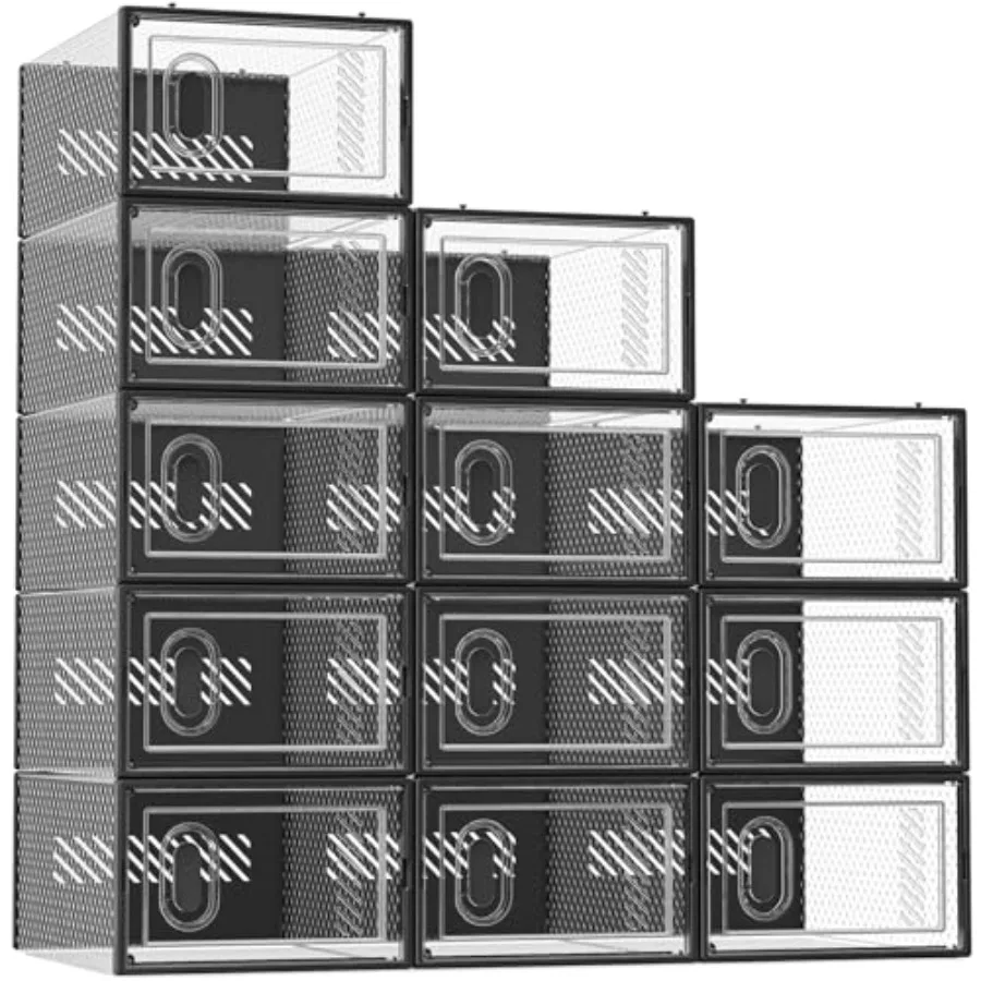 Shoe Storage 12 Pack Shoe Organizer for Closet Shoe Boxes Clear Plastic Stackable Shoe Containers with Lids for Size 10
Shoe Storage 12 Pack Shoe Organizer for Closet Shoe Boxes Clear Plastic Stackable Shoe Containers with Lids for Size 10
